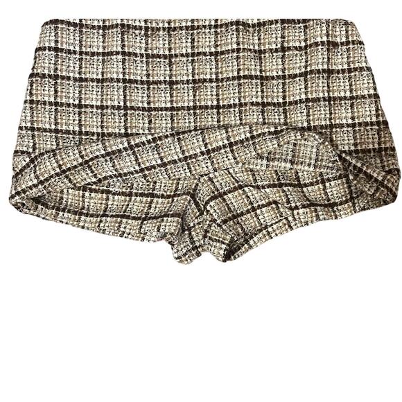 Stylish KORI Plaid Romper Jumper Brown Tan  Size Medium | Trendy Preppy 60's - Picture 3 of 9